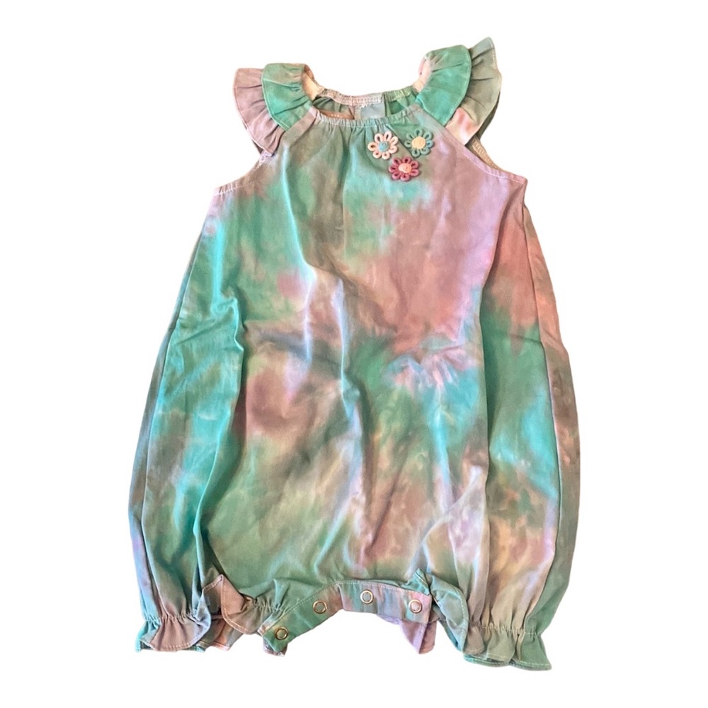 NWT Pippa & Julie Tie Dye Bubble Romper sz 24 months teal and purple